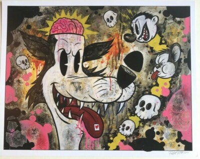 ACID WOLF 12x15'' signed print By Frank Forte Pop Surrealism