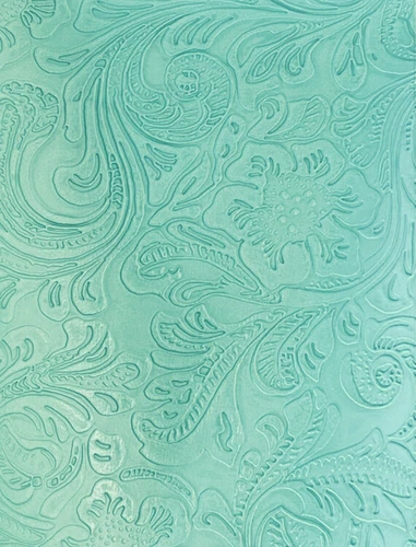 Mint western floral Embossed vinyl faux leather upholstery Fabric Yard - product listing photo