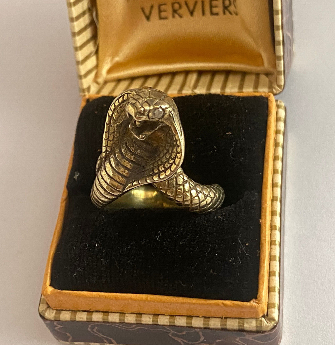 Authentic Rare Snake Solid Silver Gilded Diamonds… - image 3