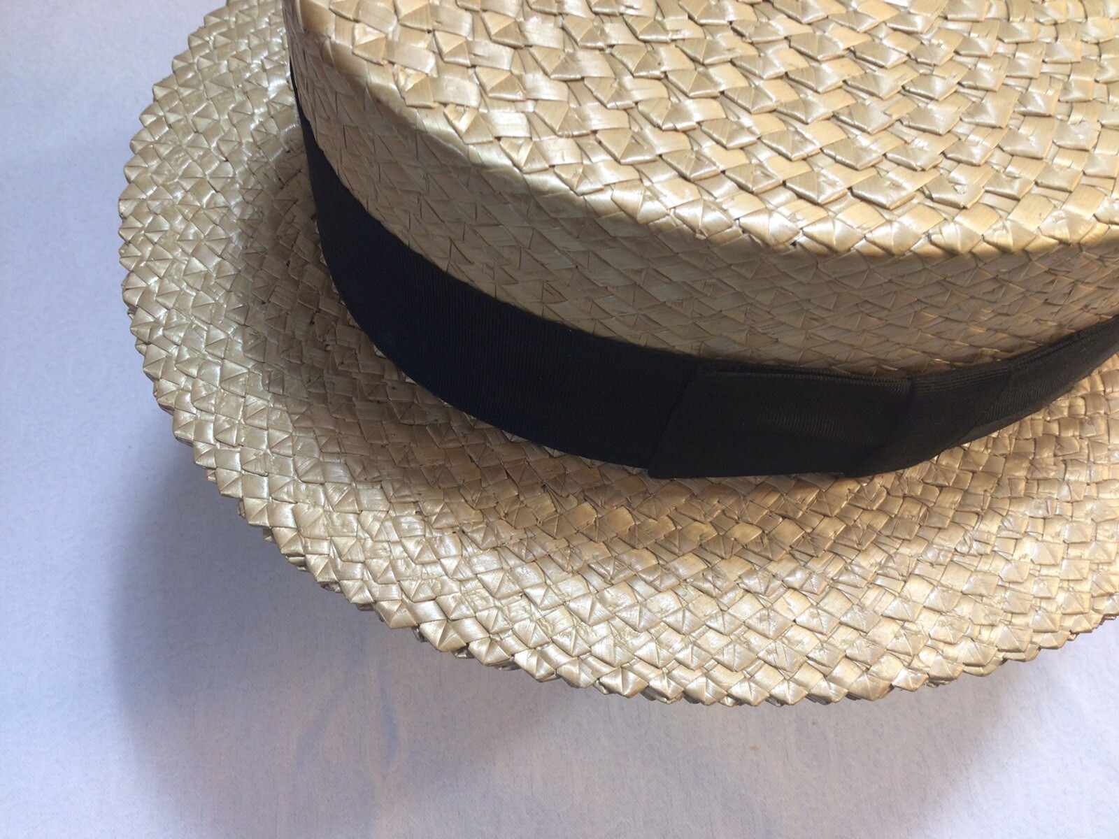 Vintage Premier KNOX Boater Skimmer Straw Gatsby Hat Gem