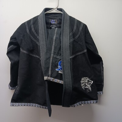 Alpha Omaga GRACIE Jiu-Jitsu Black Gi Team Pedro Sauer Cotton Size Youth M2 Set