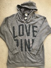 NWT Victoria's Secret Pink Full Zip Logo Hoodie Gray Size S