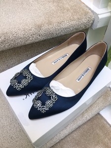 navy blue satin flats