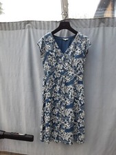 White Stuff Blue White Printed Soft Viscose Mock Wrap Dress Size 10