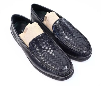 Croft Barrow Woven Vamp Black Leather Loafers SZ 10! NEW!