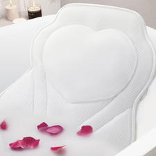 Luxstep Bath Pillow-Bathtub Pillow with Air Mesh Fabric 6 Non-Slip Suction Cup