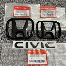 New 3pcs Fit For Honda Civic 2016-2021 Front Rear Emblem H Civic Badge Black