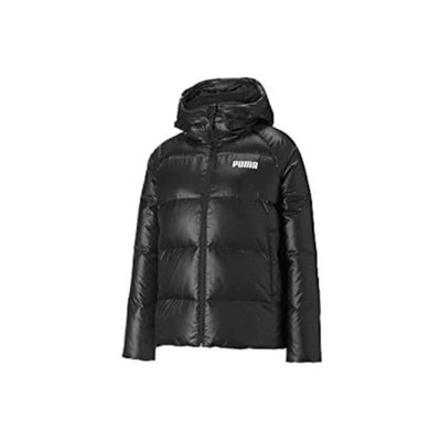 PUMA Goose Down Style Jacket With Logo Print Shiny Hooded Down Jacket