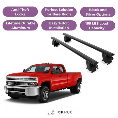 ERKUL Roof Rack Crossbars For CHEVROLETADO 3500 HD 2015-2019 Naked Roof Aluminum
