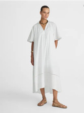 Madewell $148 Poplin Short Sleeve Splitneck Midi Shirtdress White Size XS #NV435