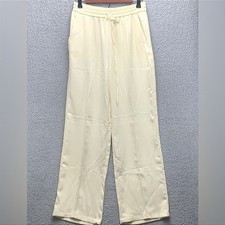 ZARA Women's S Straight Leg Trousers Ivory High Rise Casual Lounge Pants