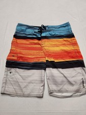 O'Neill Board Shorts Mens 34 Multicolor Stripe Swim Trunks Pocket Quick Dry