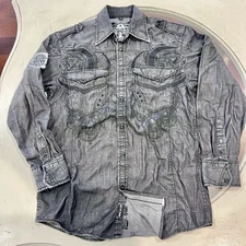 Roar Greatness Conquer Men’s Size Small Black Long Sleeve Button Up Shirt