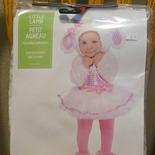Little Lamb Hooded Costume Complete Outfit 5pc Pink/White 18-24M