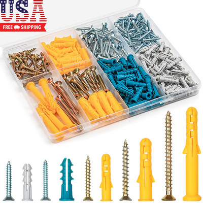 Drywall Anchors and Screws Assortment Kit 270PCS, 135 Plastic Dry Wall Expansion