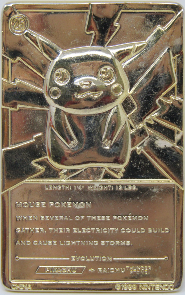 Burger King Pokémon Pikachu 23k Gold Plated Trading Card