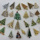 Lot 25 Vintage Now CHRISTMAS TREE BROOCH Pins Rhinestone Enamel Costume Jewelry