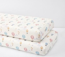 Hot Air Balloon Organic Crib Fitted Sheet-Set of 2