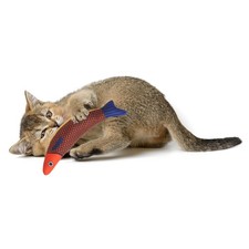 Fish Shaped Bite Resistant Catnip Cat Chew Playing Orange Blue 23 x 3.8cm