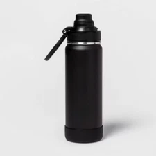 24oz Insulated Stainless Steel Water Bottle Black - Portable Drinkware