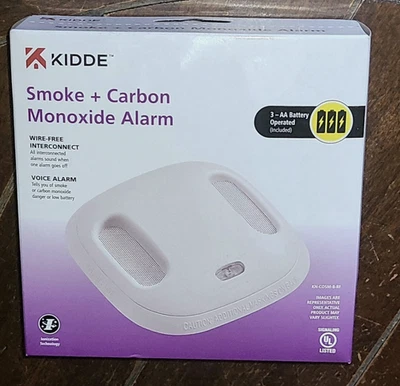 Kidde Smoke Carbon Monoxide Alarm Wireless Interconnect Voice Alert KN-COSM-B-RF