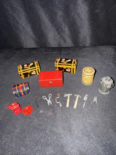 Marx/Hornby/Other Lot Of  14 Metal/ Tin Plate Miniature Accessories