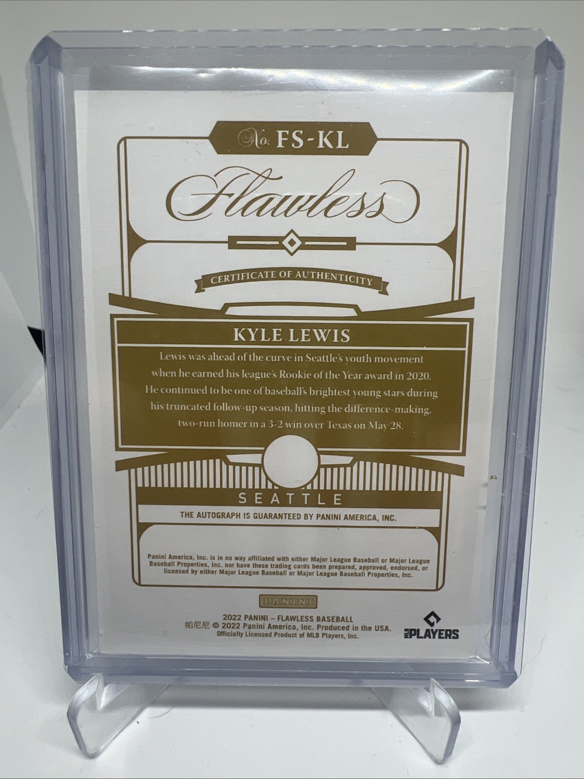 2022 Flawless Baseball Kyle Lewis Auto Red Seattle Mariners /20 view 2