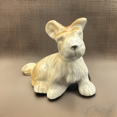 Terrier Puppy White & Golden Brown Ceramic Figurine Vintage 3 Hx3.75 Lx2 W Japan