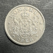 Romania 1924 One 1 Leu Coin KM#46 One Year Type FERDINAND I Poissy Thunderbolt