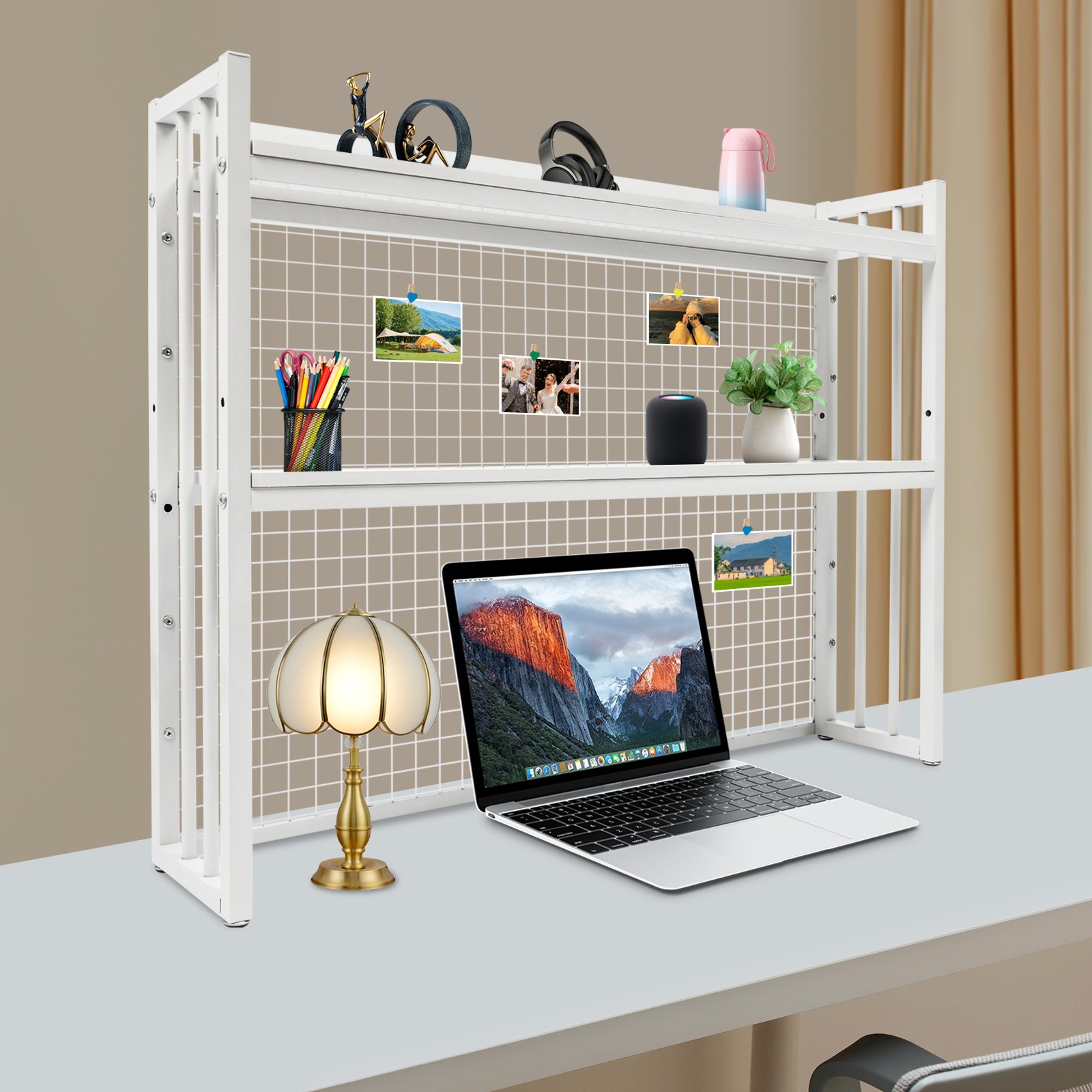 Desktop Bookcase Organizer Table Storage Bookshelf Computer Desk Organizer Rack
