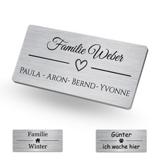 Briefkastenschild mit Gravur Edelstahl Türschild Namensschild Klingelschild