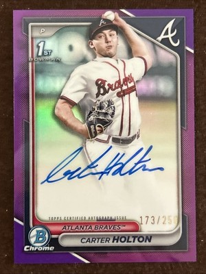 2024 Bowman Chrome Draft - Carter Holton 1st Prospect Purple Refractor Auto /250