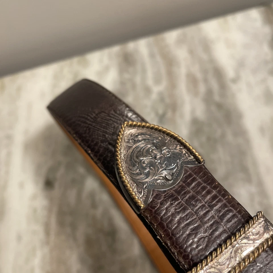 Cinturón occidental de cuero y hebilla de plata esterlina 30 AL BERES EE. UU. de colección para mujer Foto 3 de 4