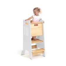 Toddler Tower with Sliding Door - 3 Adjustable Heights - 2026 Design -White