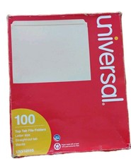 Universal Top Tab File Folder Letter Size Manila Straight Cut 100 per Box NEW