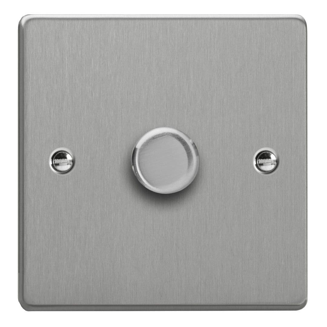 Varilight KDEP101.BS Brushed Steel 1 Gang 2W V-Com Push On/Off LED Dimmer 100W