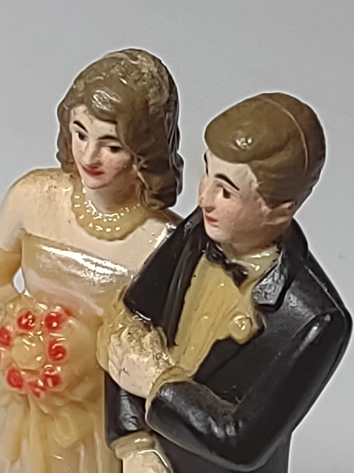 Vestido de Boda Vintage Topper 3" Apro Celuloide Hombro Descubierto Negro Esmoquin Cabello Marrón Foto 4 de 4