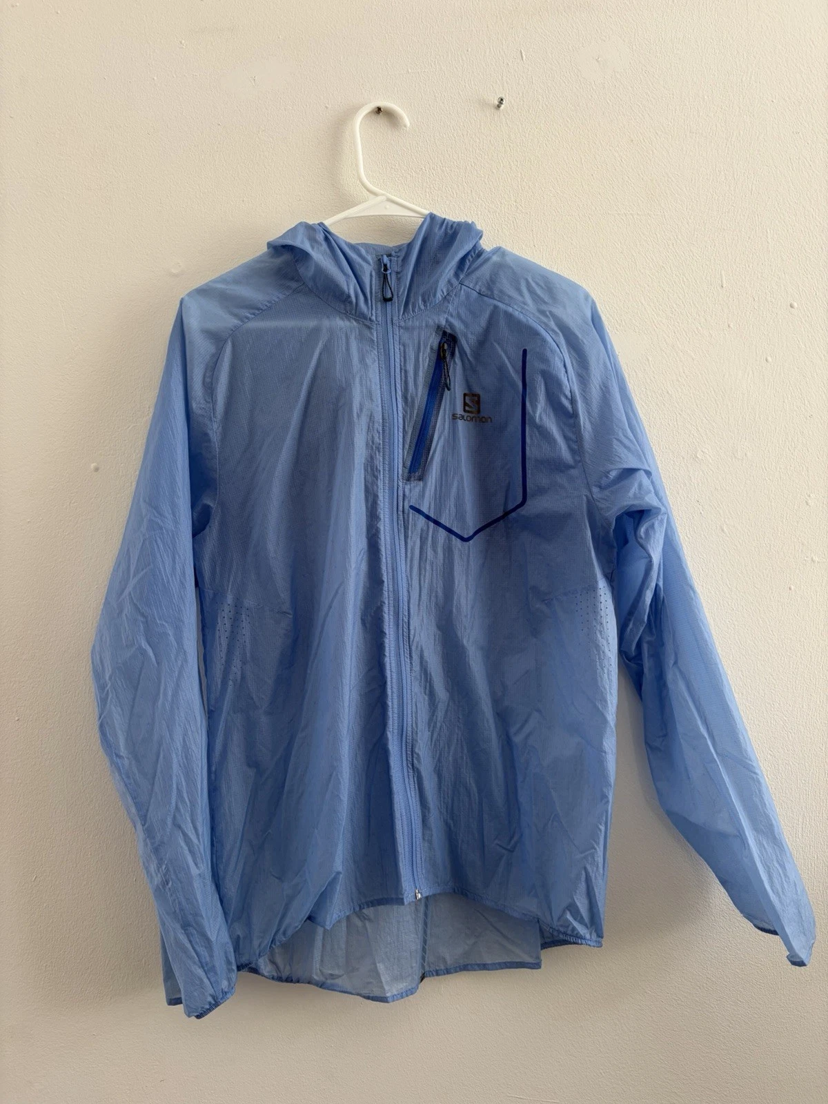 Salomon Running Windbreaker Jacket Lightweight Breathable Women’s S Blue