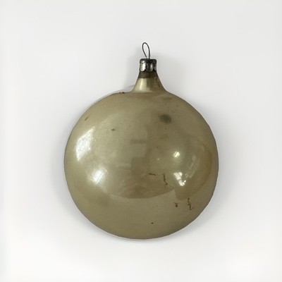 Vintage JUMBO CHRISTMAS Glass PEARLY WHITE Ball Ornament USSR,1950's