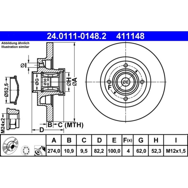 Bremsscheibe ATE 24.0111-0148.2 (2 Stk.) FüR Renault Grand ScéNic II-image