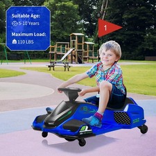 12V Kids Ride On Drift Car Electric Drifting Go-Kart LED Light High/Low Speed