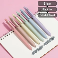 6 Pack Mr. Pen Gel Journaling Pens 0.5mm Black Ink Pastel Barrels Smooth Writing