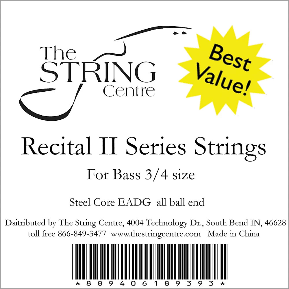 The String Centre Recital II Bass String Set 3/4 Size set