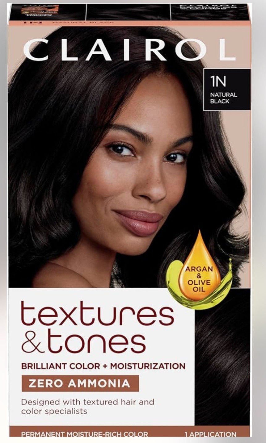 Clairol Textures & Tones Zero Ammonia Hair Dye 1N Natural Black Argan Olive