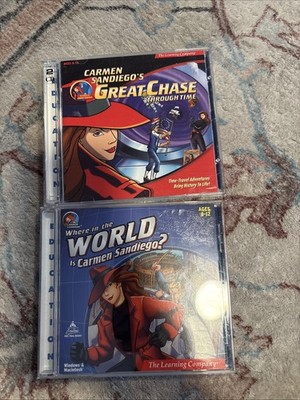 Carmen Sandiego's Great Chase Through Time (PC, 1999) complete used 2-disc game