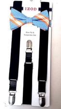 Izod Mens Bow Tie & Suspender Set Black