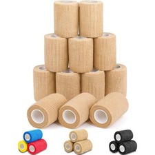 12 Pack Self Adhesive Bandage Wrap, 3" X 5 Yards Elastic Cohesive Bandage Wrap