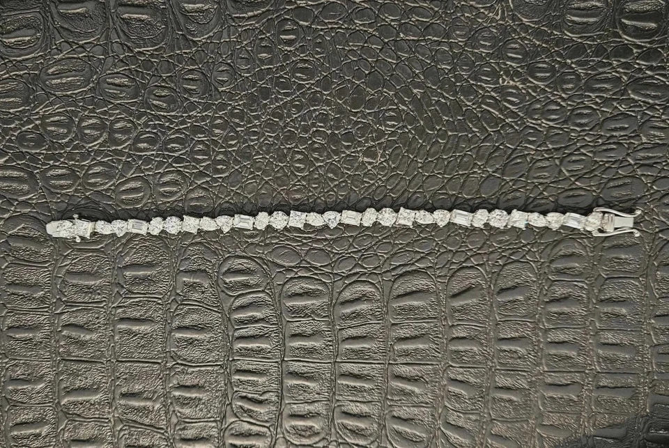 Brazalete de diamantes naturales H/VS1 certificado varios cortes de 5,51 quilates de oro blanco sólido de 14 k Foto 4 de 4