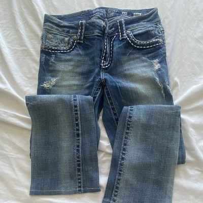 Miss Me Women s Bootcut Jeans Slim Fit Blue Medium Wash Embroidered