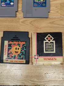 NES Lot Of 7 Games & Game Genie - Beetle Juice, Mario Duck Hunt, Jaws, Tetris 